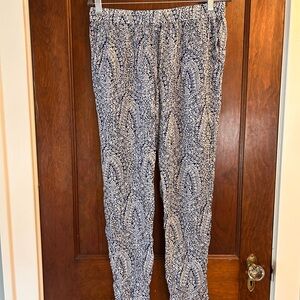 J. Crew Navy and White Printed Elastic-Waist Pants